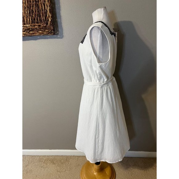 Talbots Dress 16 White Gauze Cotton Flowy Embroidered Black NWT Washable $119 - Picture 7 of 13